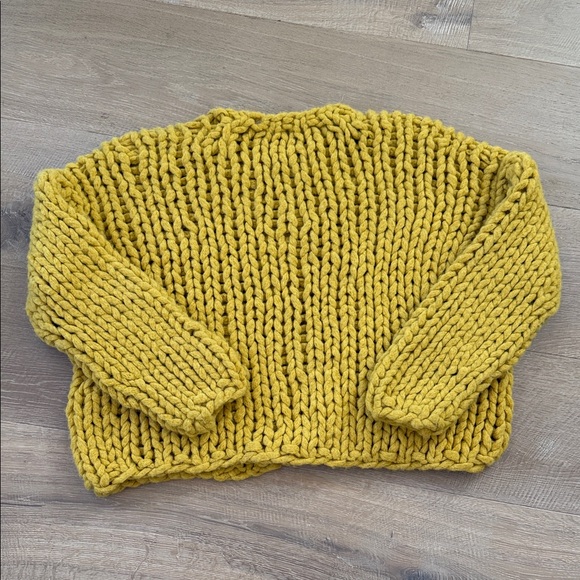 Eileen Fisher Yellow Chunky Knit Alpaca Sweater - Picture 7 of 7